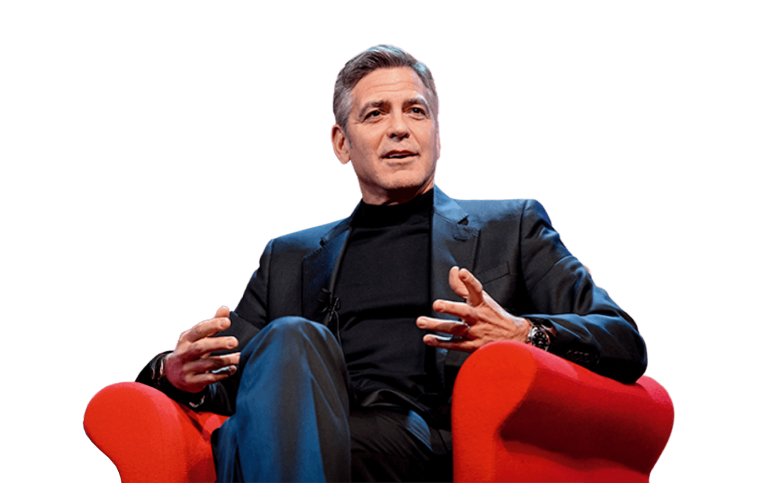 George Clooney op een rode stoel
