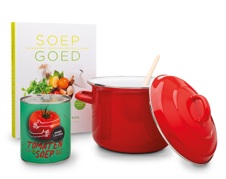De soepprijs, je ontvangt een soeppan, een receptenboek en toematensoep!