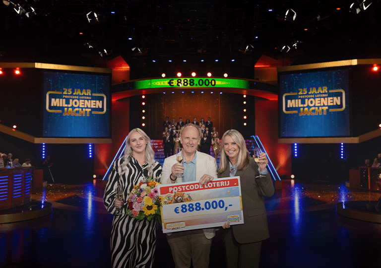 Meneer wint 888.000 Euro in de postcode loterij miljoenenjacht